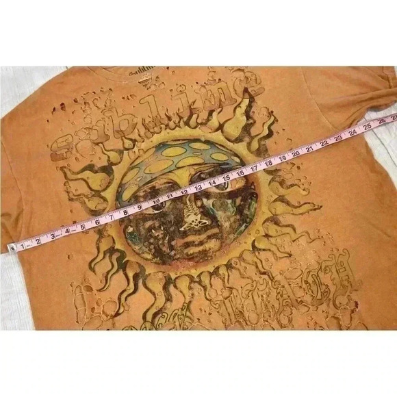 Sublime Long Beach Sun Orange Destroyed Oversized Tee T Shirt Top Rock 90’s S M - Picture 11 of 14